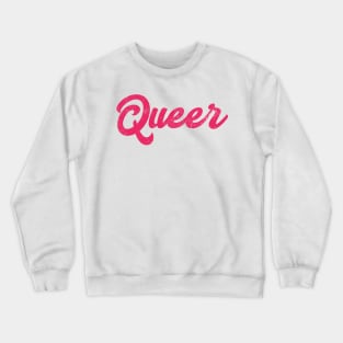 Queer / Faded Retro Typography Statement Design Crewneck Sweatshirt